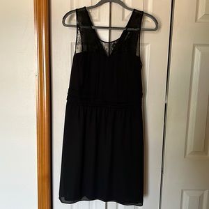 Express Black Dress with Floral Mesh Detail